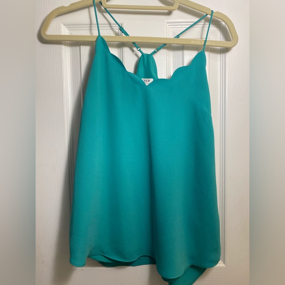 J.Crew Teal Scalloped Tank - Size 2